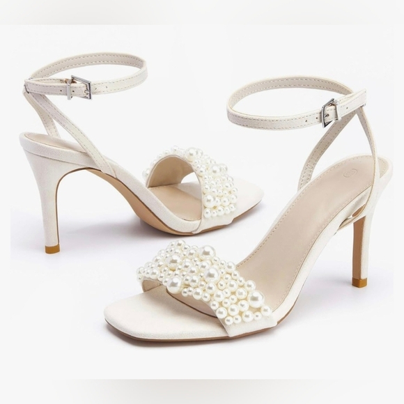 Coutgo Elegant Pearl-Embellished Nude Heels #654 - Picture 10 of 13